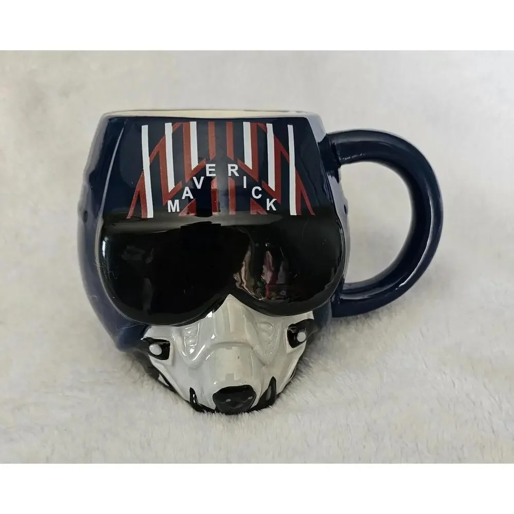 2020 Top Gun Navy Pilot Maverick Helmet Coffee Mug Cup Blue 4" Ceramic 20oz - Picture 1 of 10